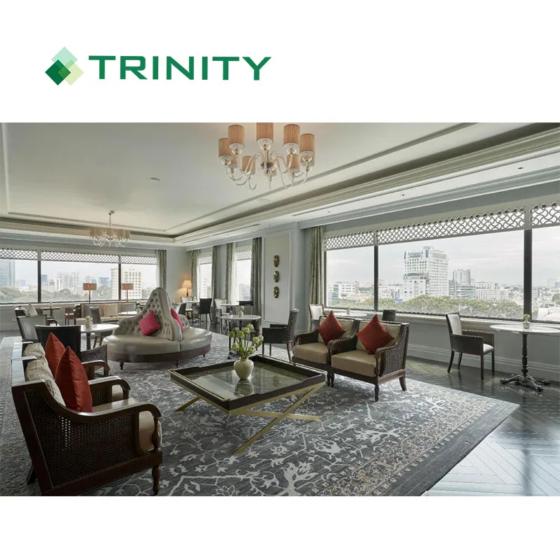 ZL02 Custom made 4 star solid wood metal modern luxury design hotel lobby furniture set