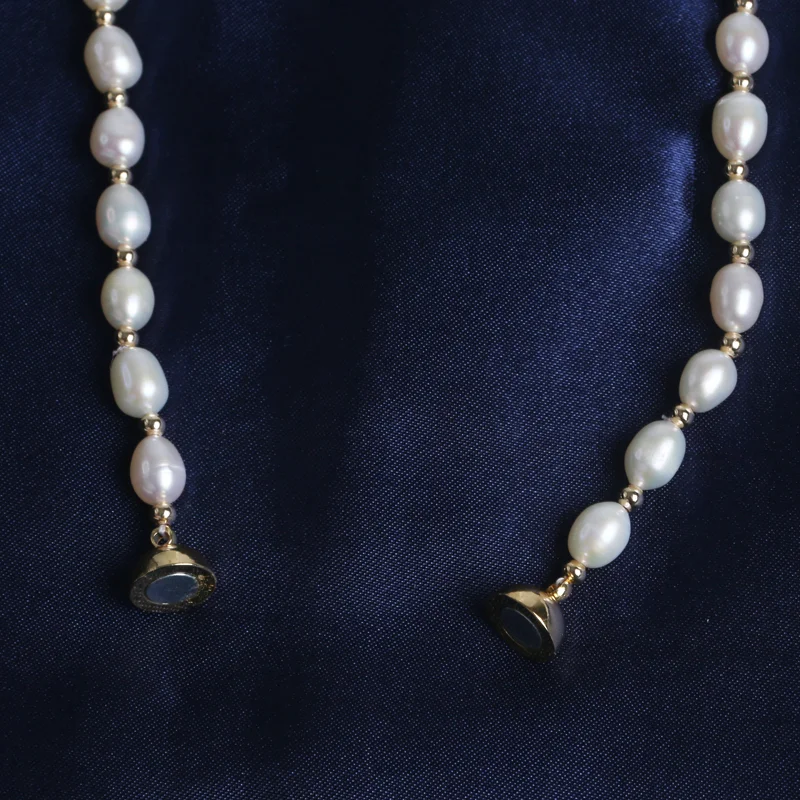 Natural Rice Shape Flower Freshwater Pearl Necklace Jewelry Set Sea Shell Necklace For Women