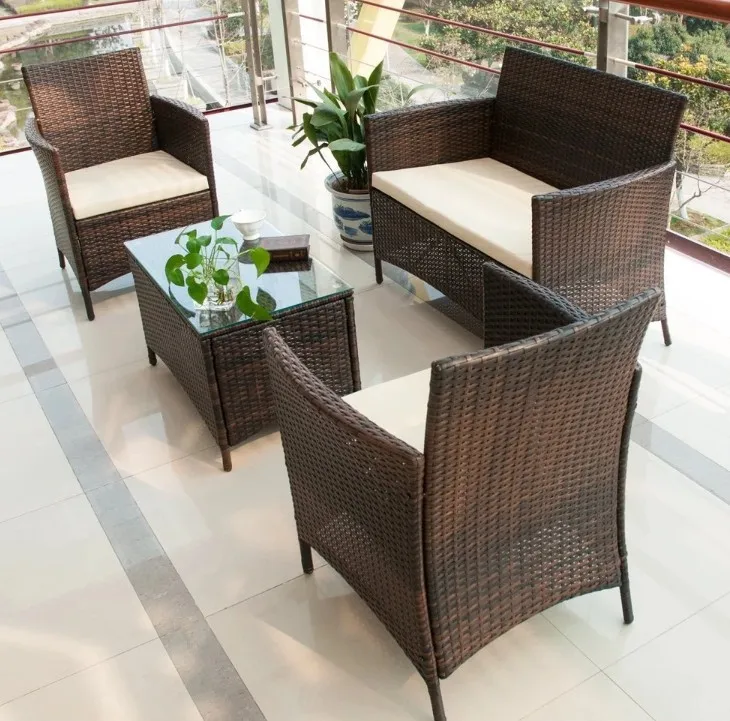 Fashionable Rattan Wicker Material Sectional Garden Sofa Set Synthetic Rattan Furniture Cheap Furniture Outdoor Ratan Chairs