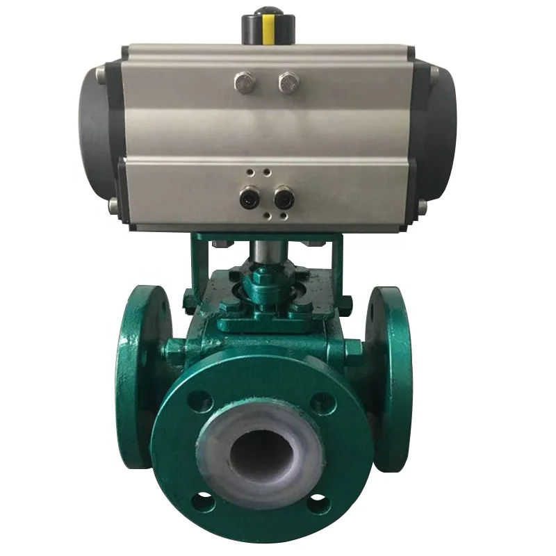 Processing Custom L-Type Reversing Acid And Alkali Resistant By Ordering Pneumatic Plastic Three-Way Ball Valve