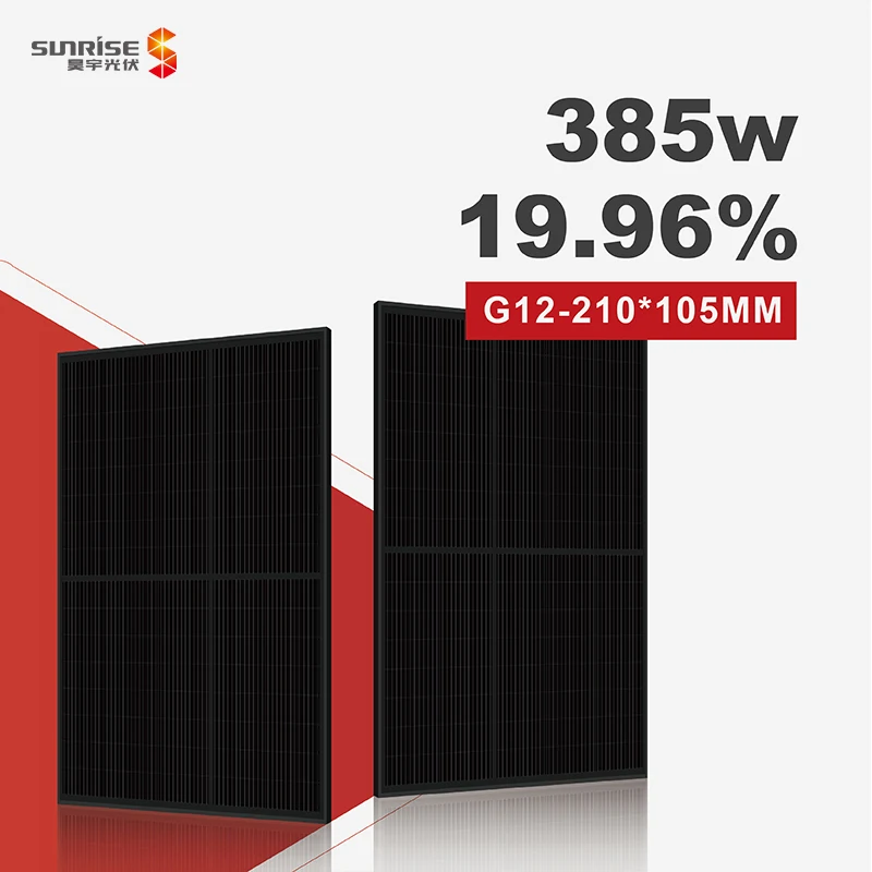 China Solar Panel 12BB Half Cut Half Cut Monocrystalline Module High Power 370w 375w 380w 385w black 1500v solar panel