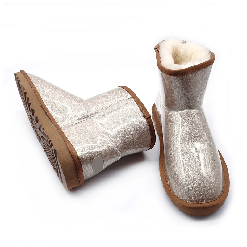 Хит продаж; Блестящие; Овечья меховая кожа из натуральной кожи; Водонепроницаемые женские сапоги в комплекте из водонепроницаемого материала