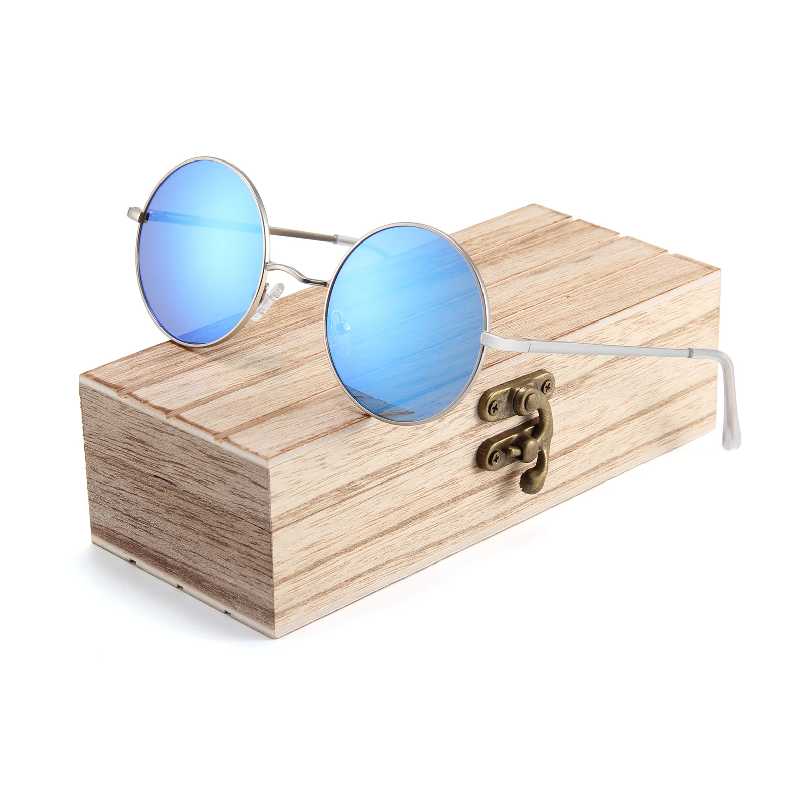 new fashion mirrored italian circle metal frame round vintage sunglasses