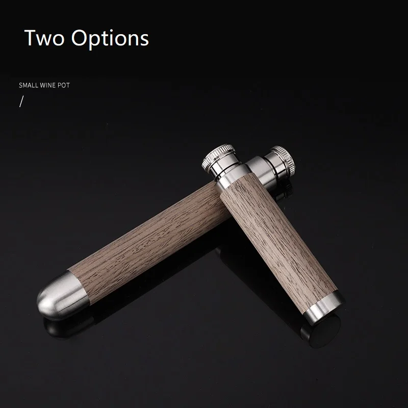 Customized 30ml 45ml Flask Portable Bamboo Wooden Grain 1oz 1.5oz Hip Flask Stainless Steel Whiskey Wine Pot for Outdoor Camping