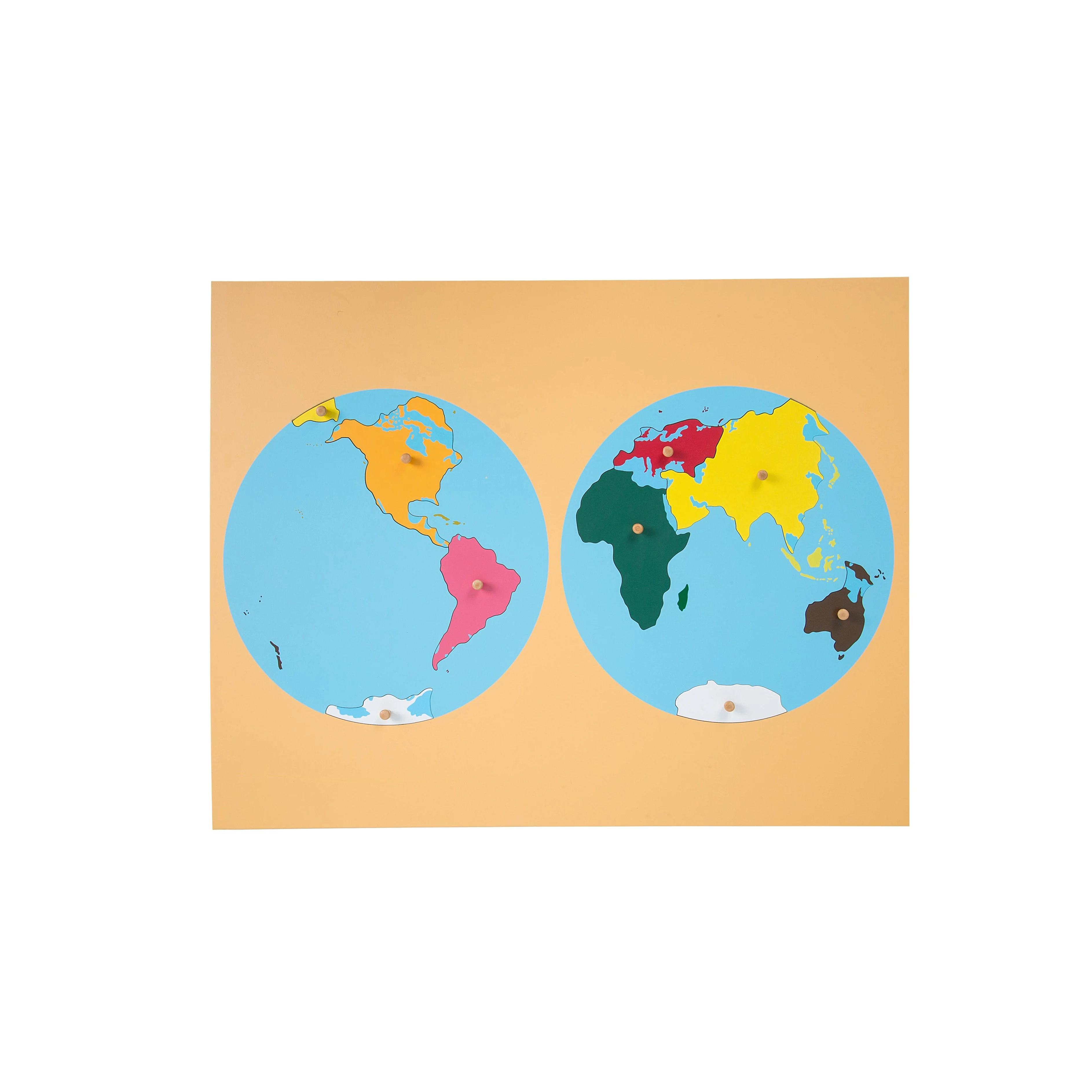 Hot selling wooden educational learning toys preschool equipment Montessori Puzzle map of world part for children