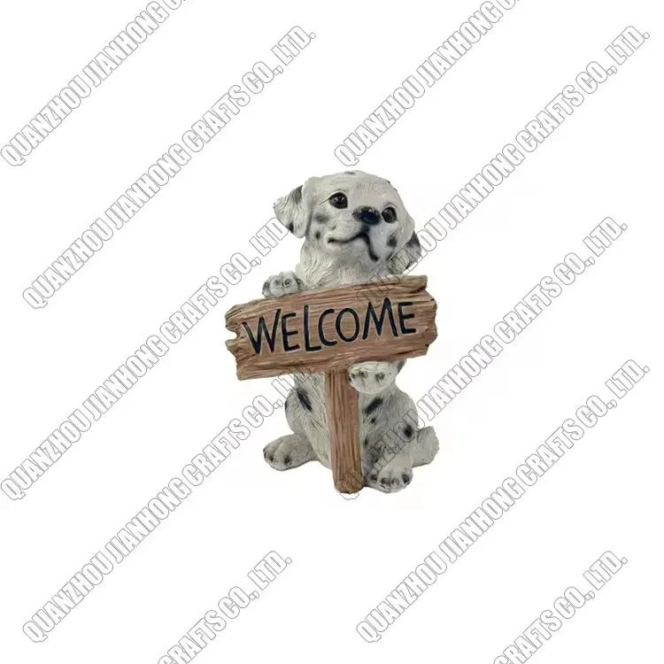 Outdoor White Terrier Dog Statue Animal Welcome Sign Cute Garden Home Decor