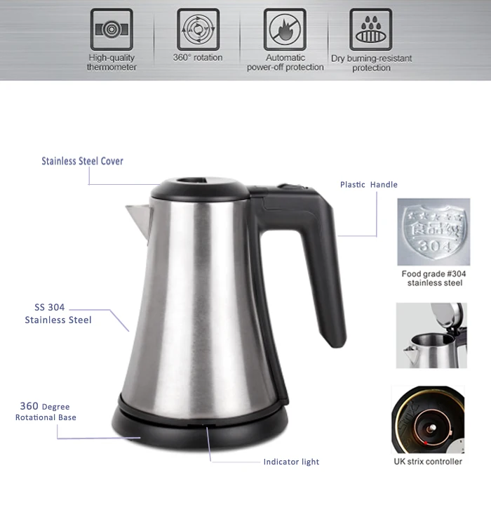 Factory 0.8L double designed cordless electric kettle drawer tray set hotel new model S/S 304