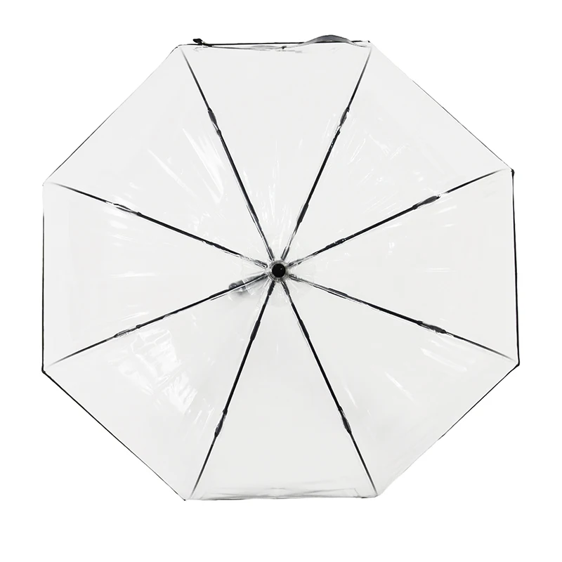 23 Inch Dome Shape Bubble POE See Through Transparent Clear Plastic recycled  Birdcage Umbrella with logo