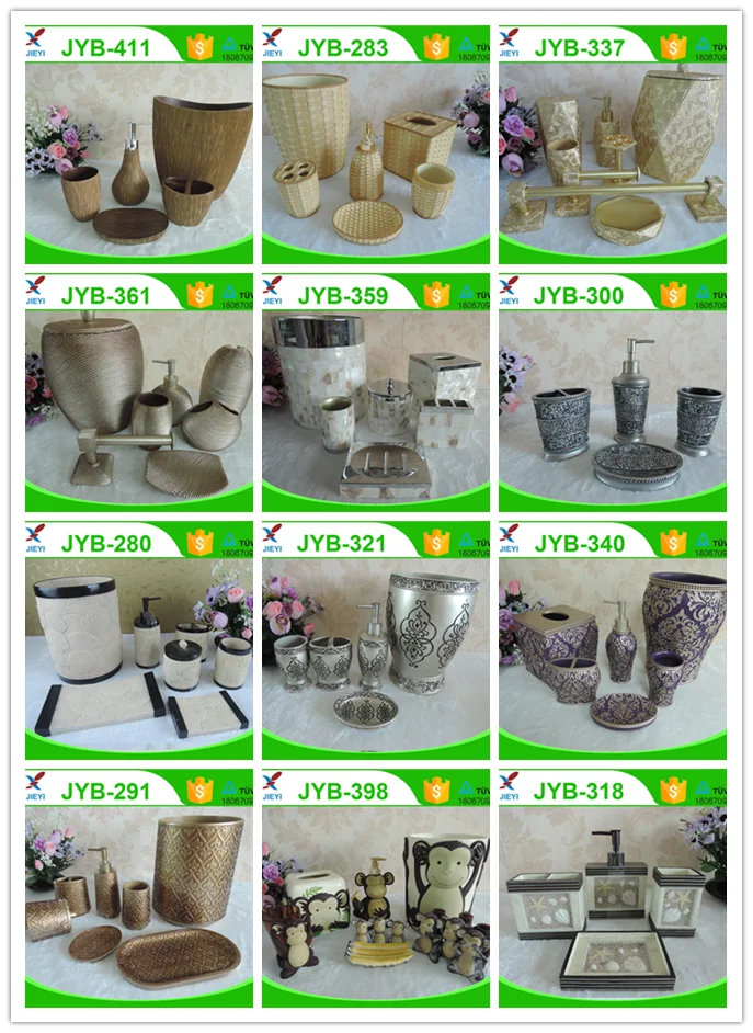 Full Hotel Luxury 6 Pieces Accessories Bathroom Set Lotion Dispenser Soap Dish Toothbrush Holders Toilet Brush Holder