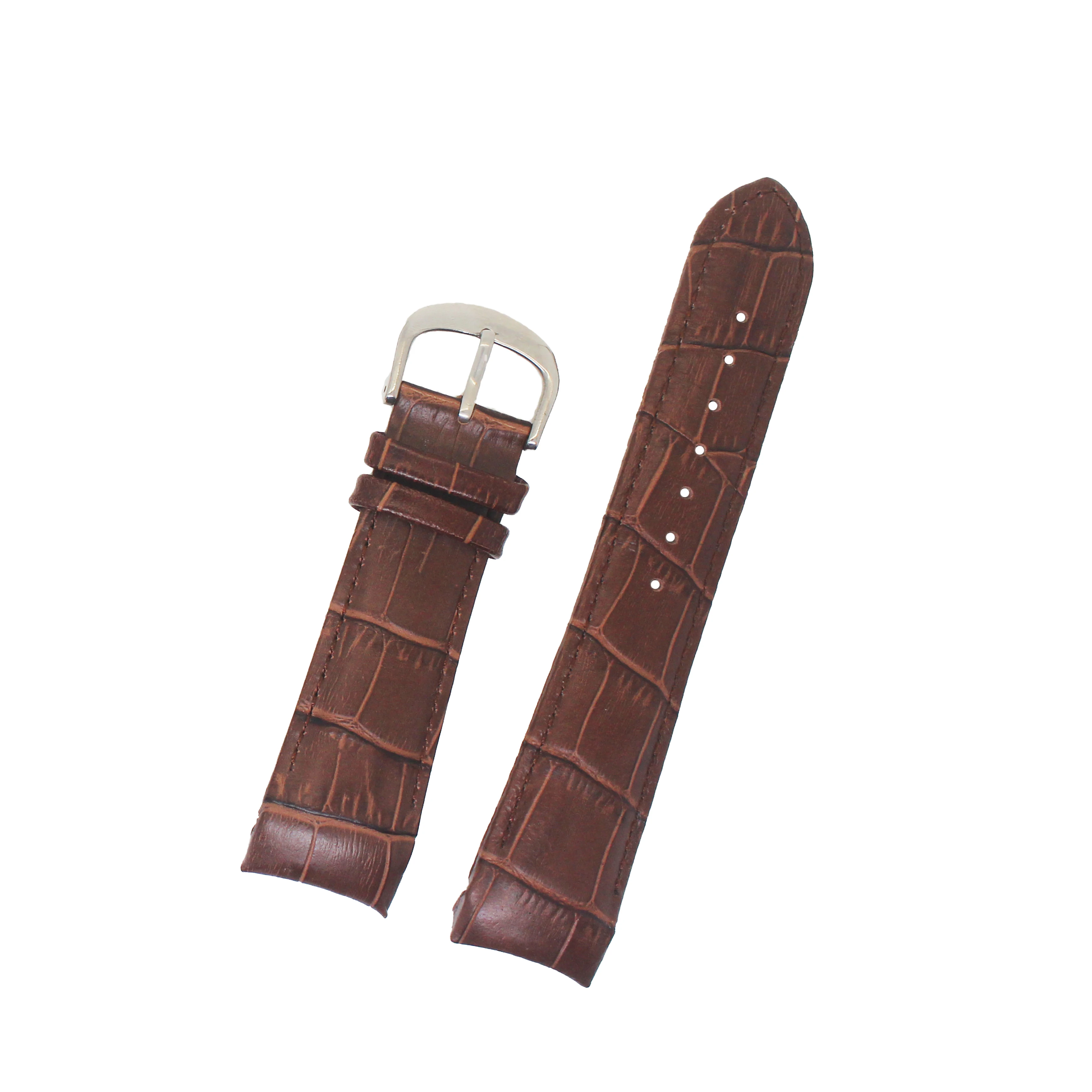 Luxurious custom made classic brand  watch band head Slub genuine leather watch strap
