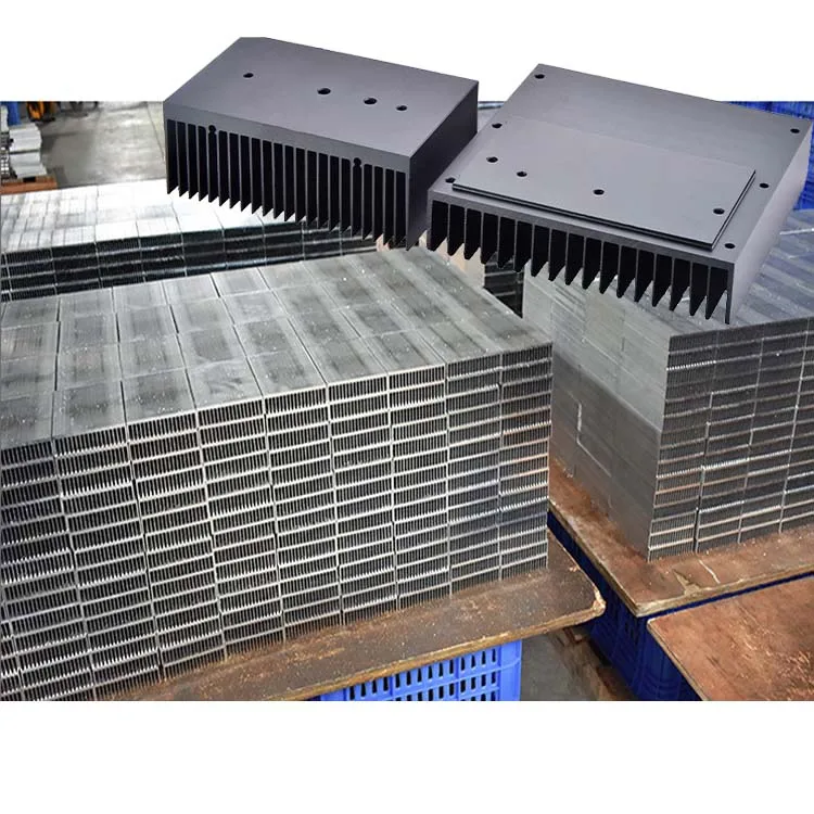 Factory wholesale anti UV anodised black custom aluminium heat sink pad for power amplifier cnc punching holes milling tapping