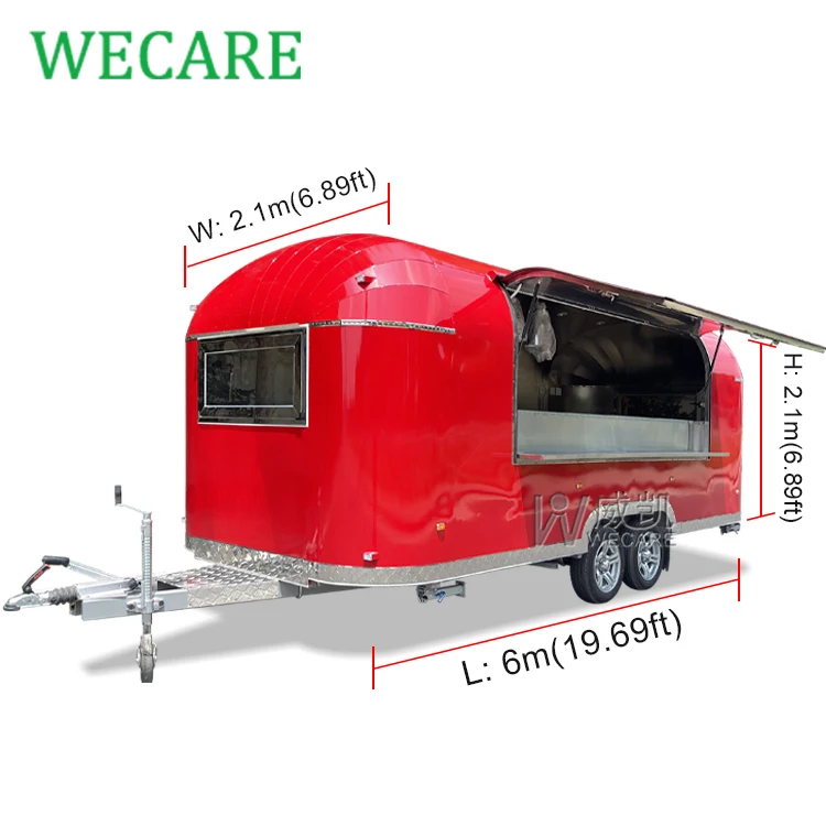 Wecare mobile restaurant with kitchen street food van airstream bar beer trailer fully equipped pizza oven food truck foodtruck