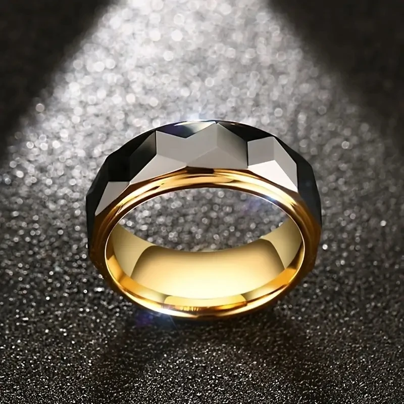 8mm gold plated Hammered Tungsten Ring Men Women Fashion superman wedding rings