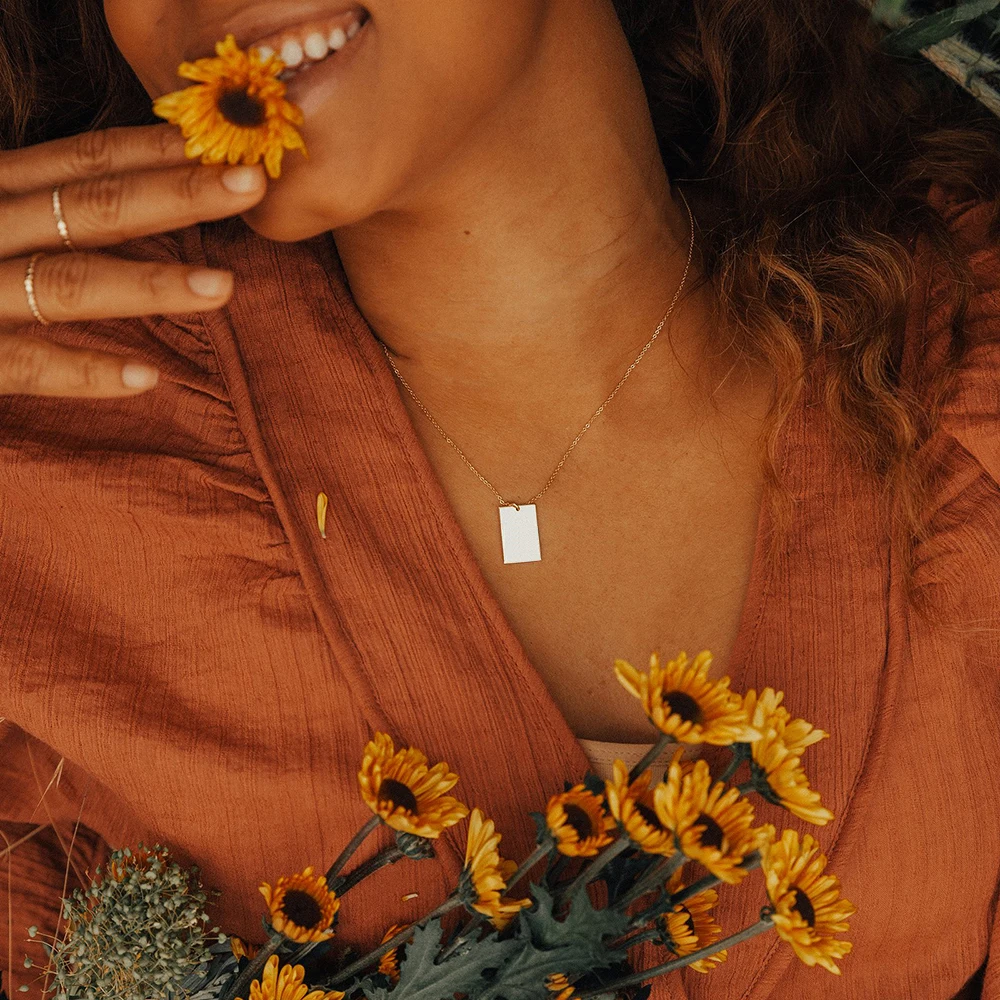 Best selling Stainless Steel Animal Rectangle 18mm*12mm Necklace For Women