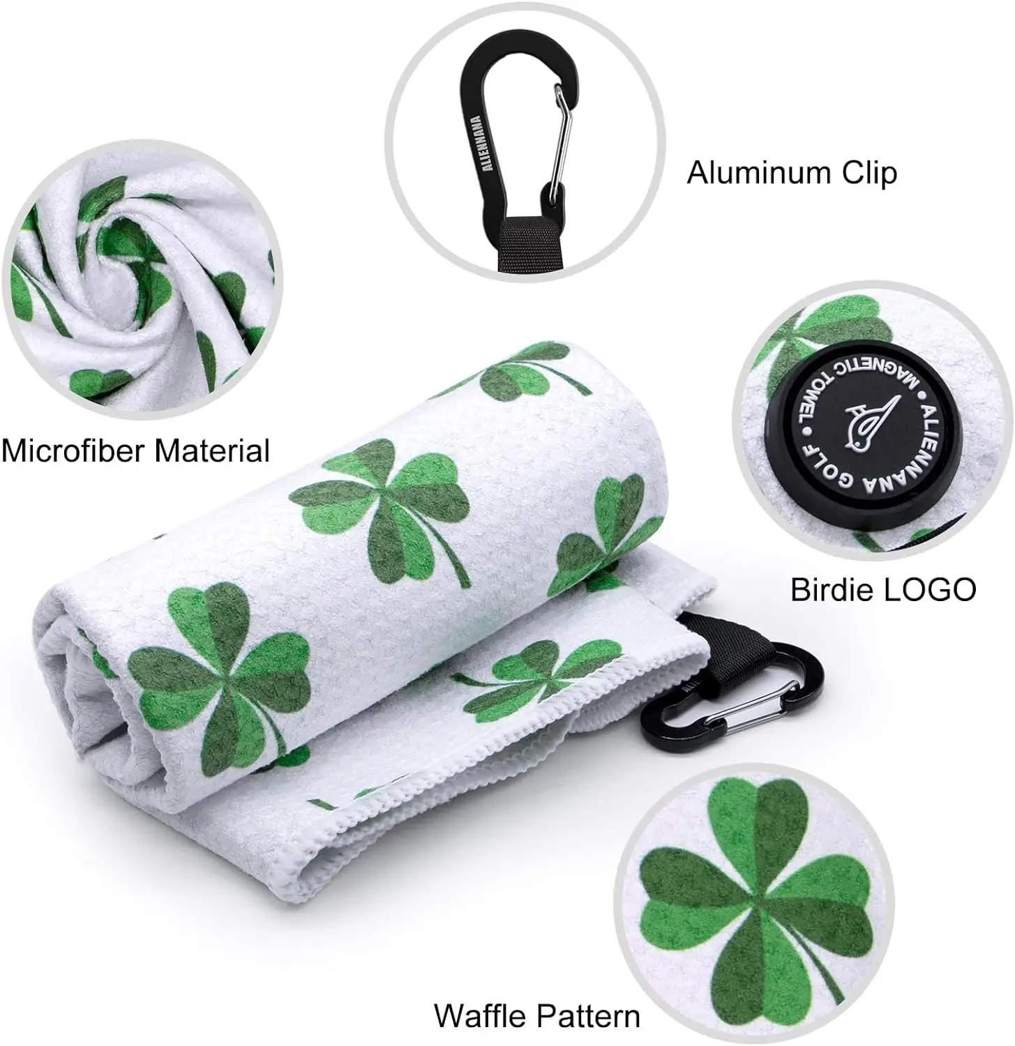 100pcs club cleaner golf accessories customized magnetic 100% microfiber waffle golf towel clip custom logo with brush for bag