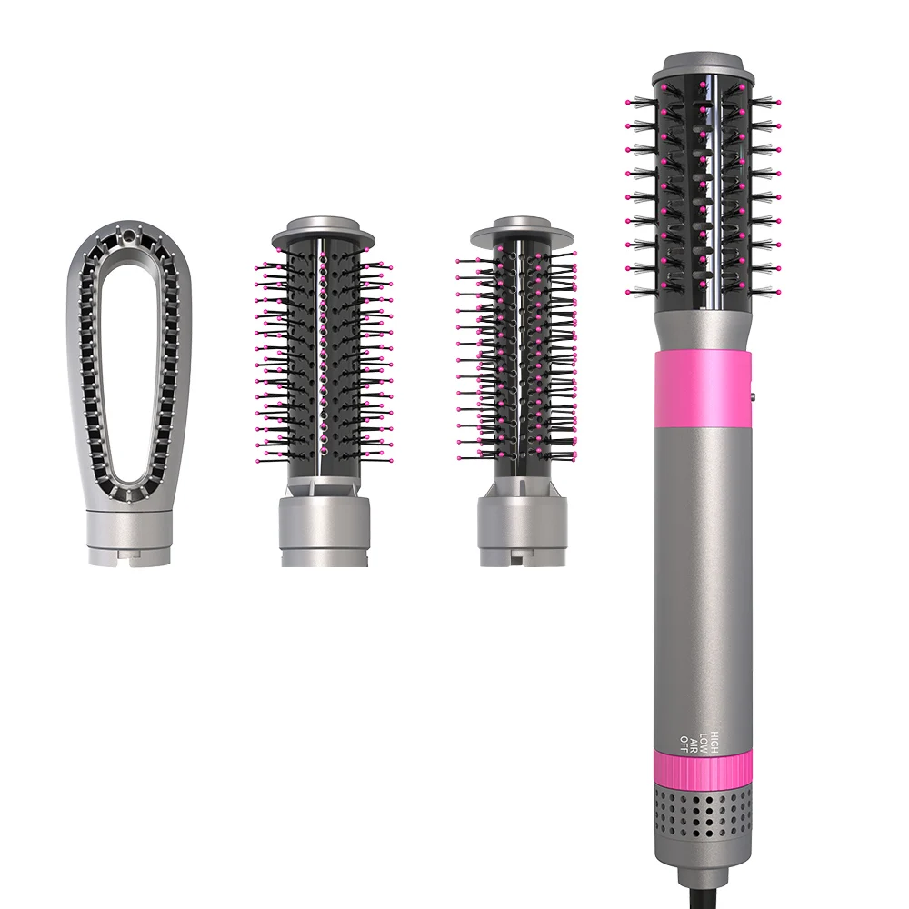 Top hot selling 3 in 1 interchangeable Brush head Hair Straightener & Curler Brush sets 800W fast dry Hair Dryer Brush.