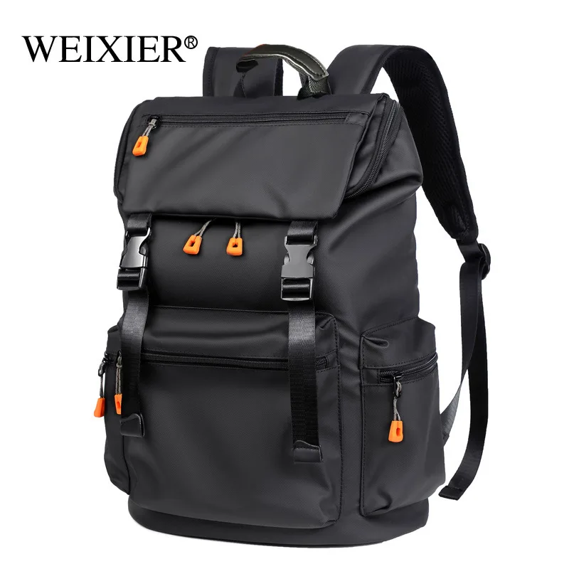 E2841 Oxford Fabric School Daily Bag Laptpp Note Book Backpack Business Travel Bag For Men Waterproof Black Double Pocket Bag
