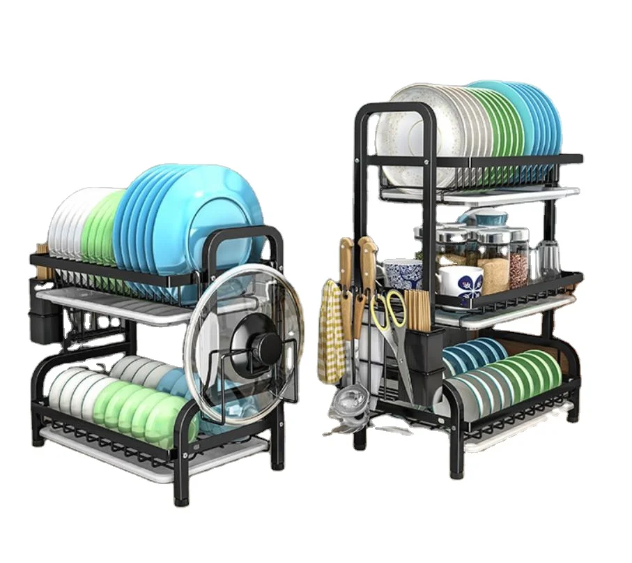 Whole Sale Kitchen 2 Tier dish racks dish drainer rack 3 Tier Steel Dish Drying Rack