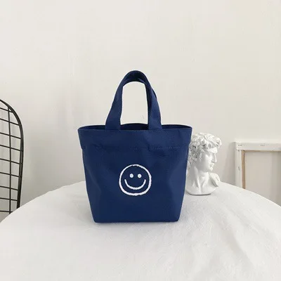 Custom Korean Style Smile Face Mini Shopping Bag for Women Fashion Phone Bag Lady Purse Small Casual Handbag Storage Bags
