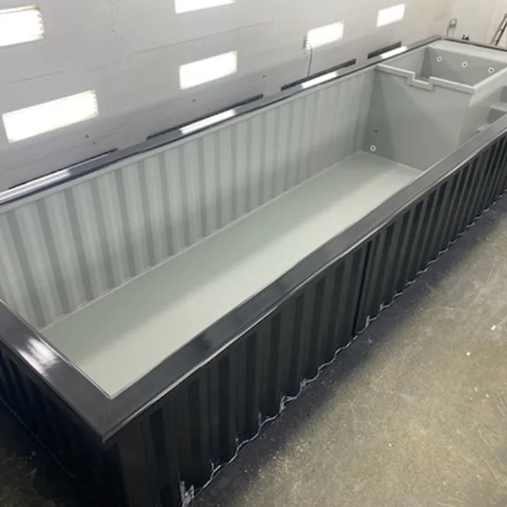 Factory customization fiberglass swimming pool in ground shipping container restaurant prefab container swimming pool 20ft 40ft