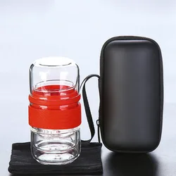 Wholesale Glass Travel Tea Set Portable Bag with Two Glass Kung Fu Tea cups