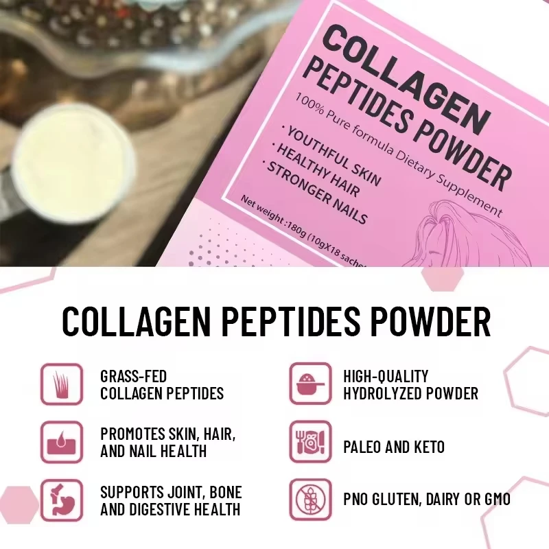 Private Label Halal Hydrolyzed Bone Broth Bovine Grass Fed Beef Collagen Protein Peptides Powder Fish Collagen Peptide for Women