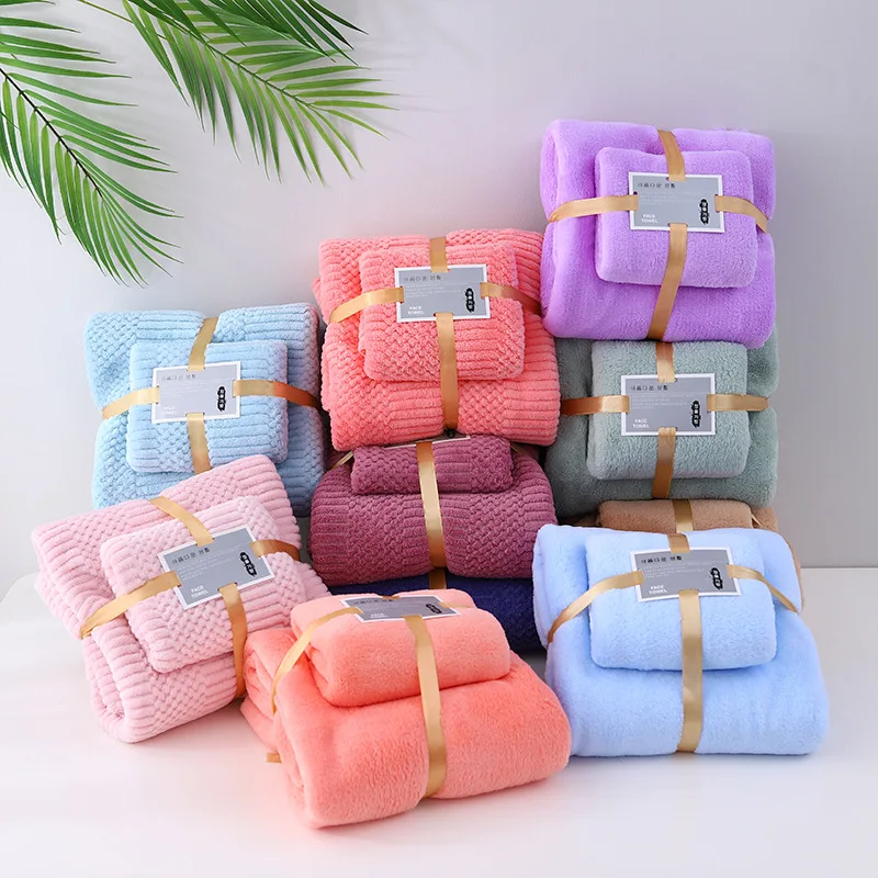 Custom High Quality Large Bath Towel Gift Set Microfiber Towel Bath Coral Fleece Soft Super Absorbent Cheap Bath Towel Wholesale