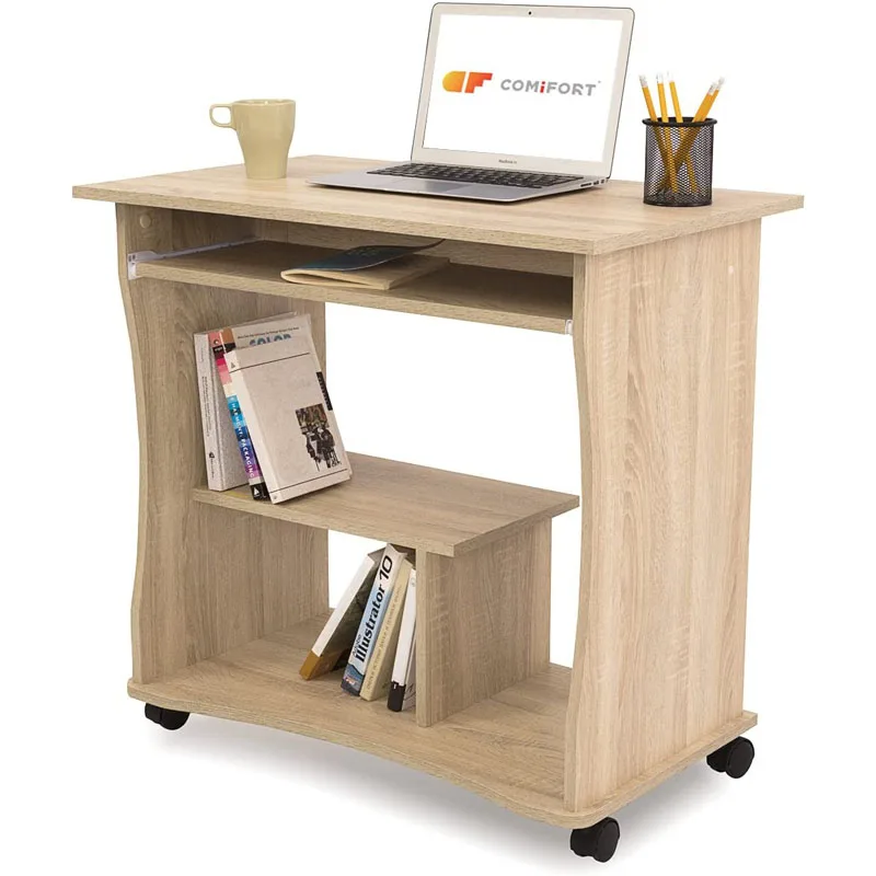 
Small computer desk on wheels computer desk with shelves living room furniture 