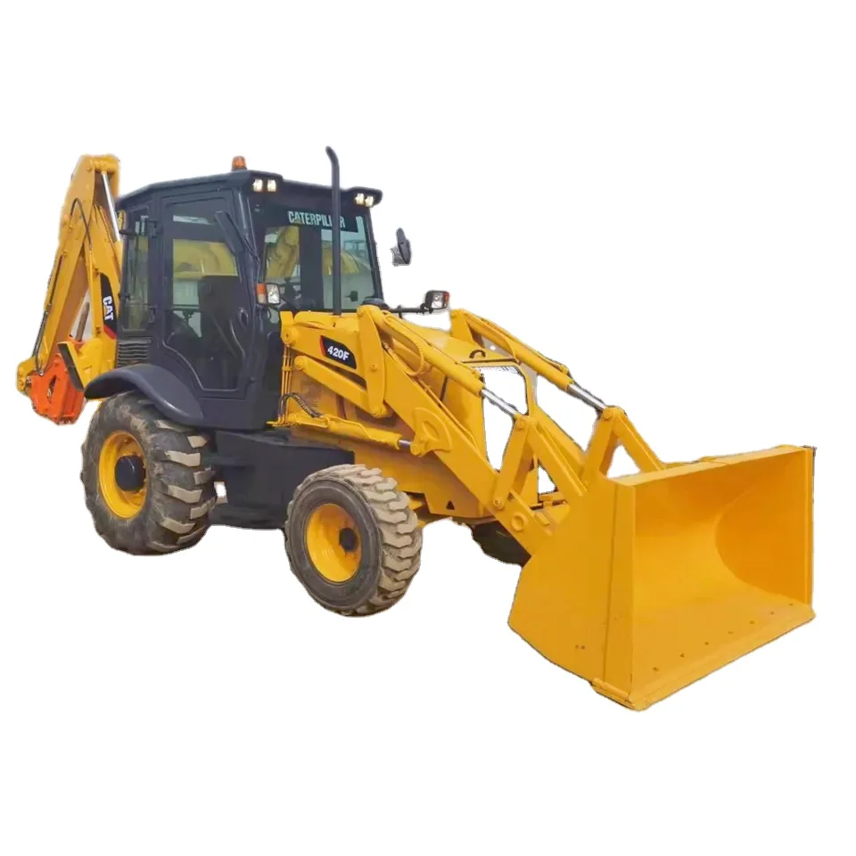 Cat Backhoe  Mini Loader 4WD Tractor with Front End Loader and Backhoe Mini Tractors Yellow Green UNIQUE Training Long Power ISO