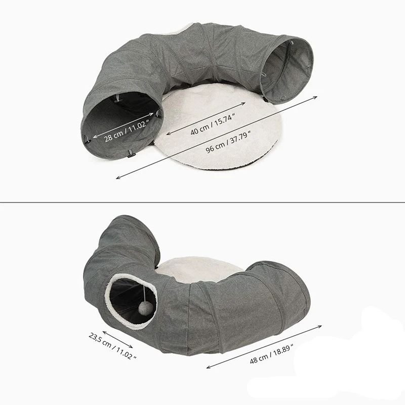 Portable pop up Multi-function cat and dogs round shape tunnel with a plush mat