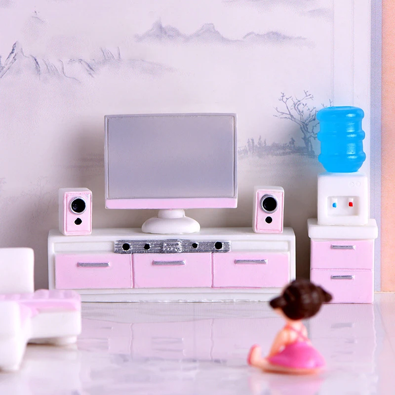 Miniature Furniture Kit Living Room Fake House Set Kids Little DIY Doll house Furniture Toys Accessories
