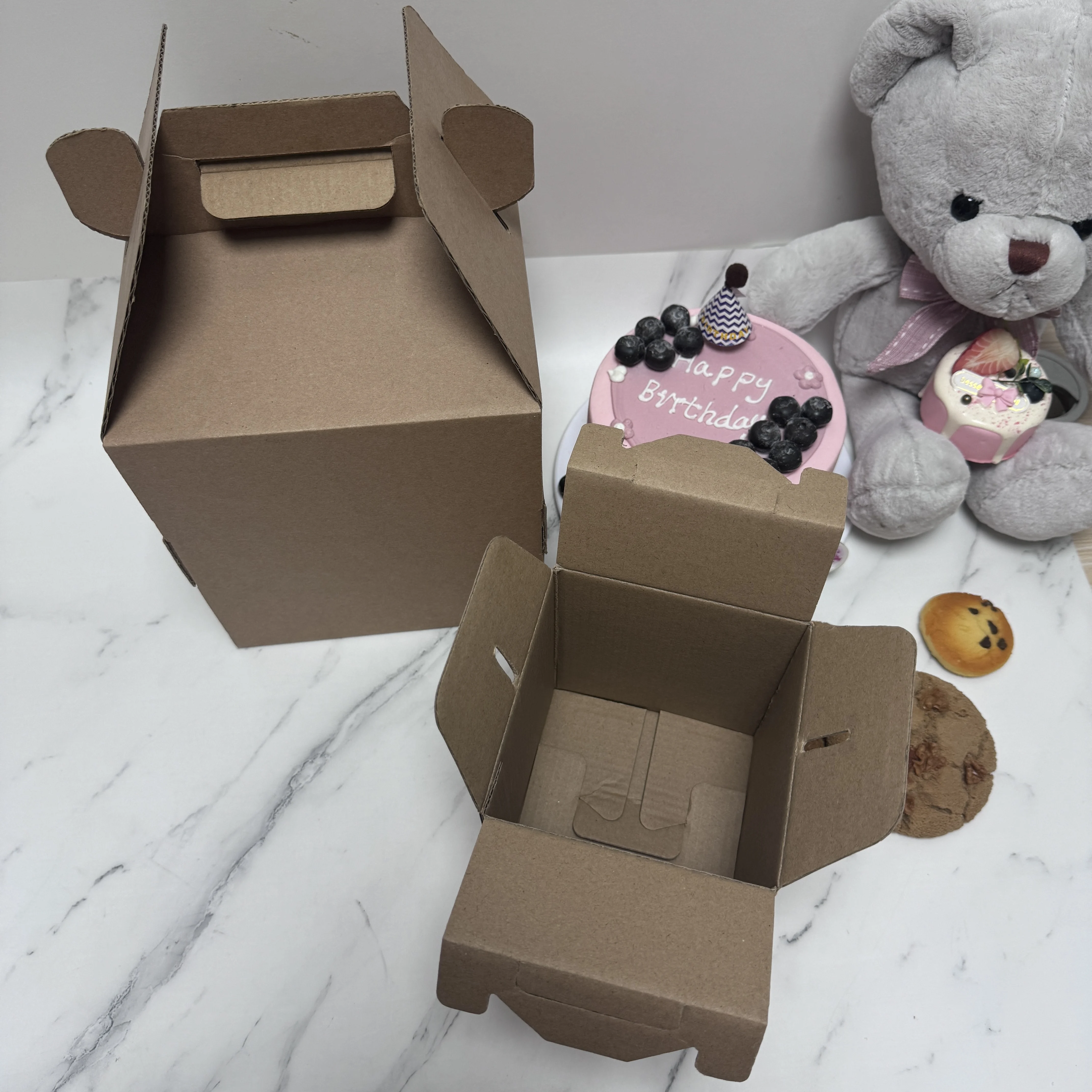 manufacturer custom corrugated paper 4 6 8 10 12 14 16 inches custom tall cake box with handle