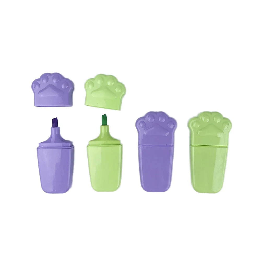 YF Mini Cat Paw Shape Fluorescent Marker Pen Set School Office Stationery for Graffiti Painting Highlighting Drawing