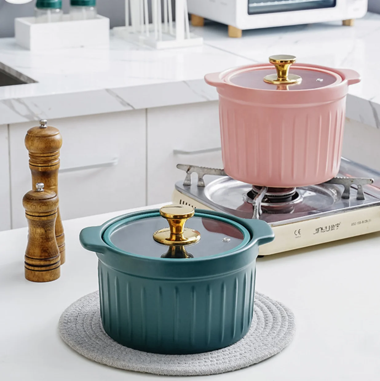 drop shipping Glass lid ceramic casserole Nordic soup pot open fire spodumene soup pot high temperature resistant casserole