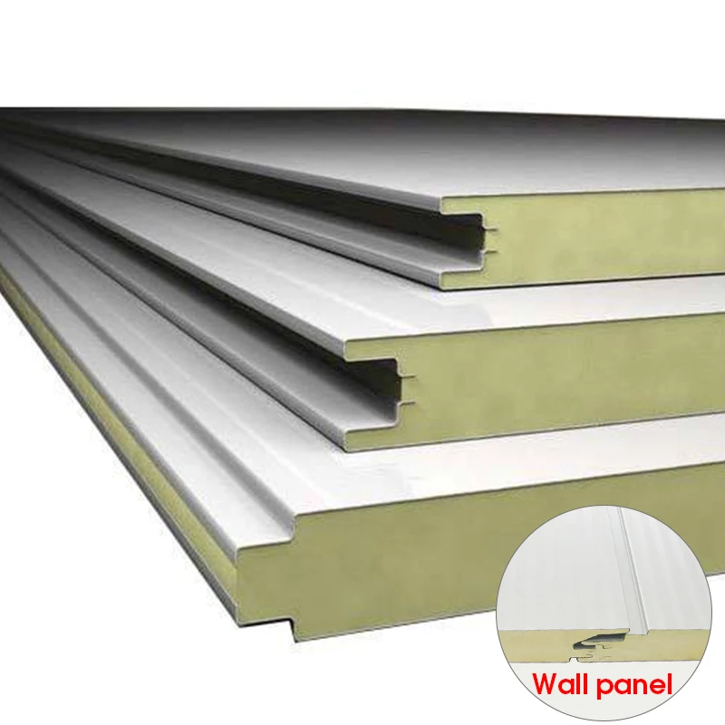 Heat preservation sound insulation 100mm 160 mm 300mm  prefabricated warehouse building wall cladding pu sandwich panel