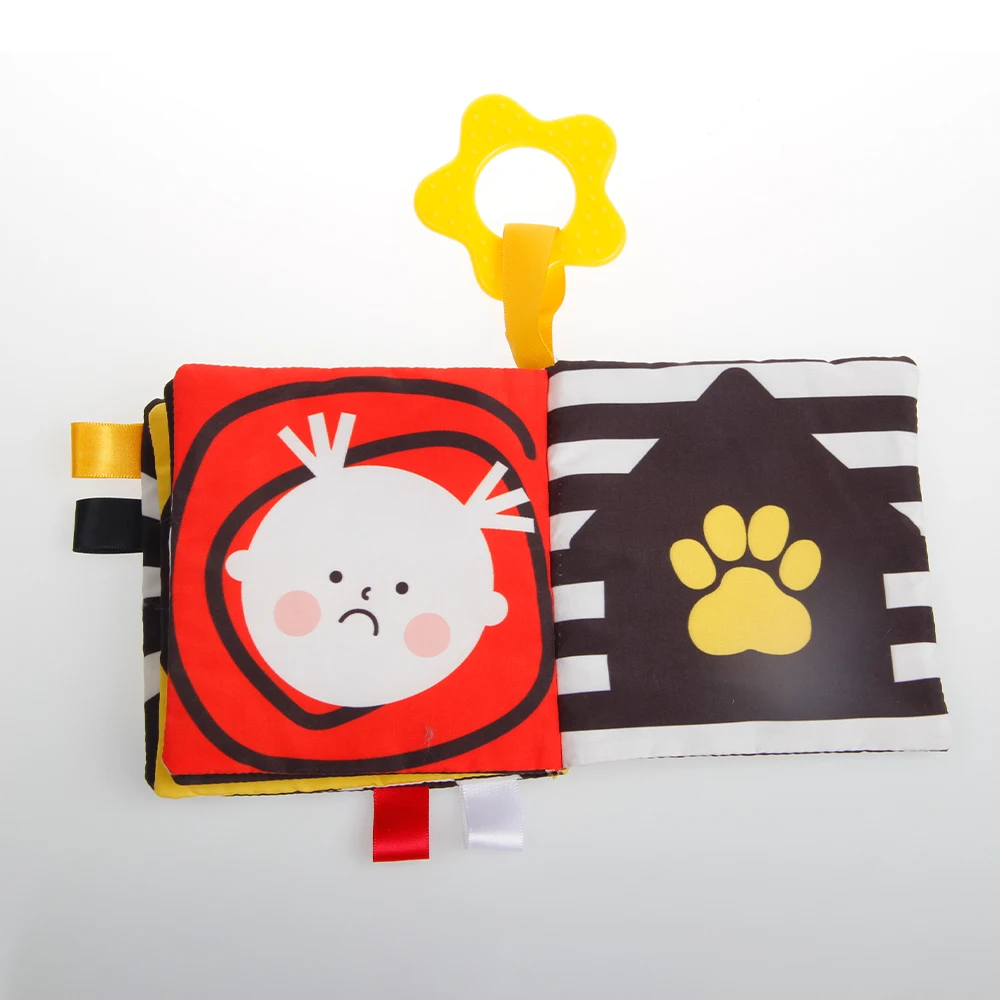 Tiktok Hot Customized Cute Educational Learning Toys Black&White Penguins And Kids Soft Cloth Book