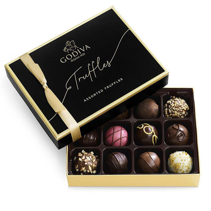 Bonbon Chocolate Truffle Packaging Boxes Cardboard Paper Custom Logo Printed Luxury Candy Dessert Sweet Black Kraft Paper OEM