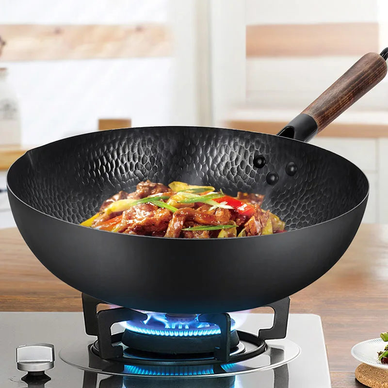 hammered mark carbon steel wok