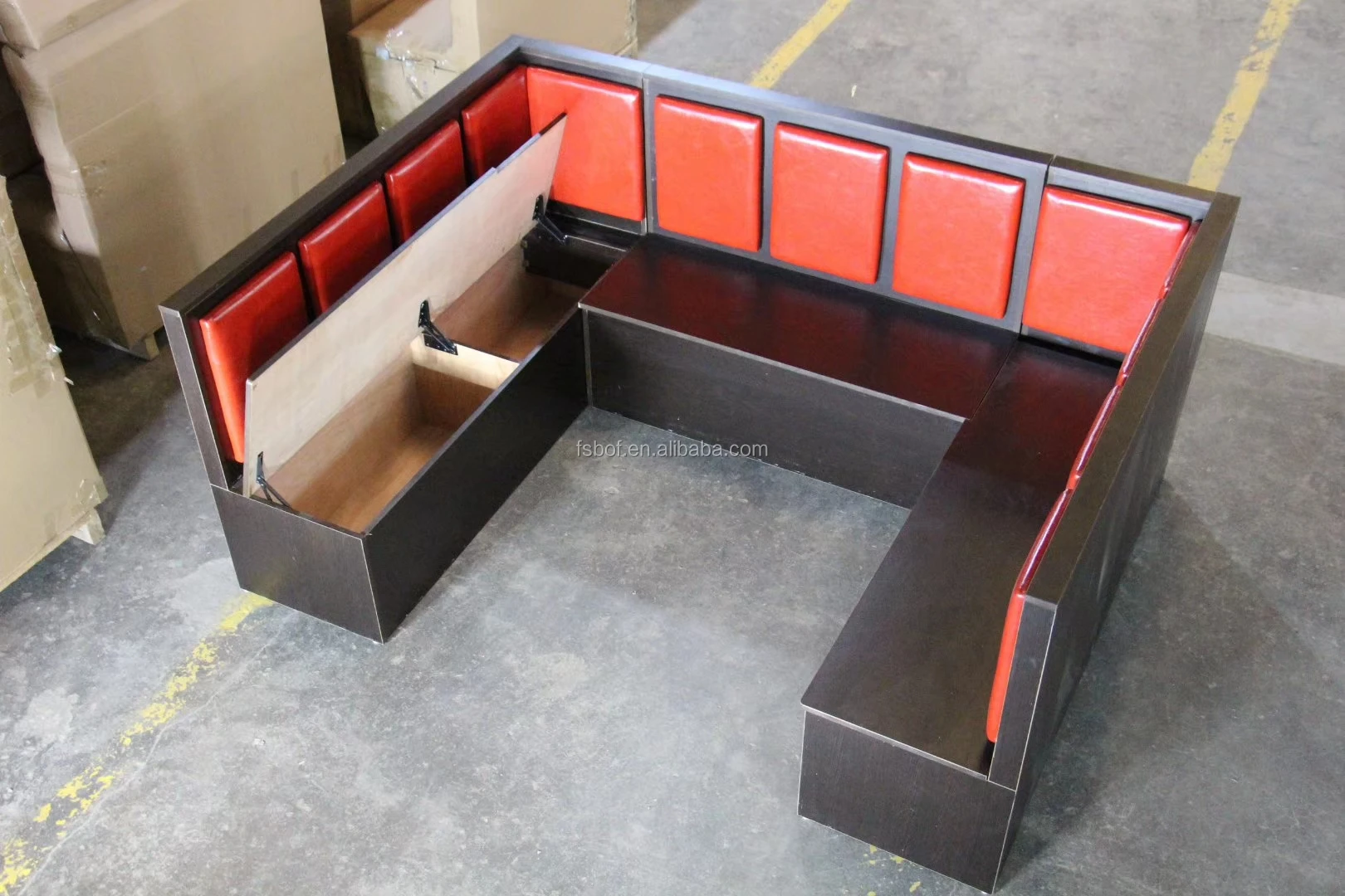 Customized restaurant sofa seating  U shape leather sofa half round booth seating design corner booths for sale