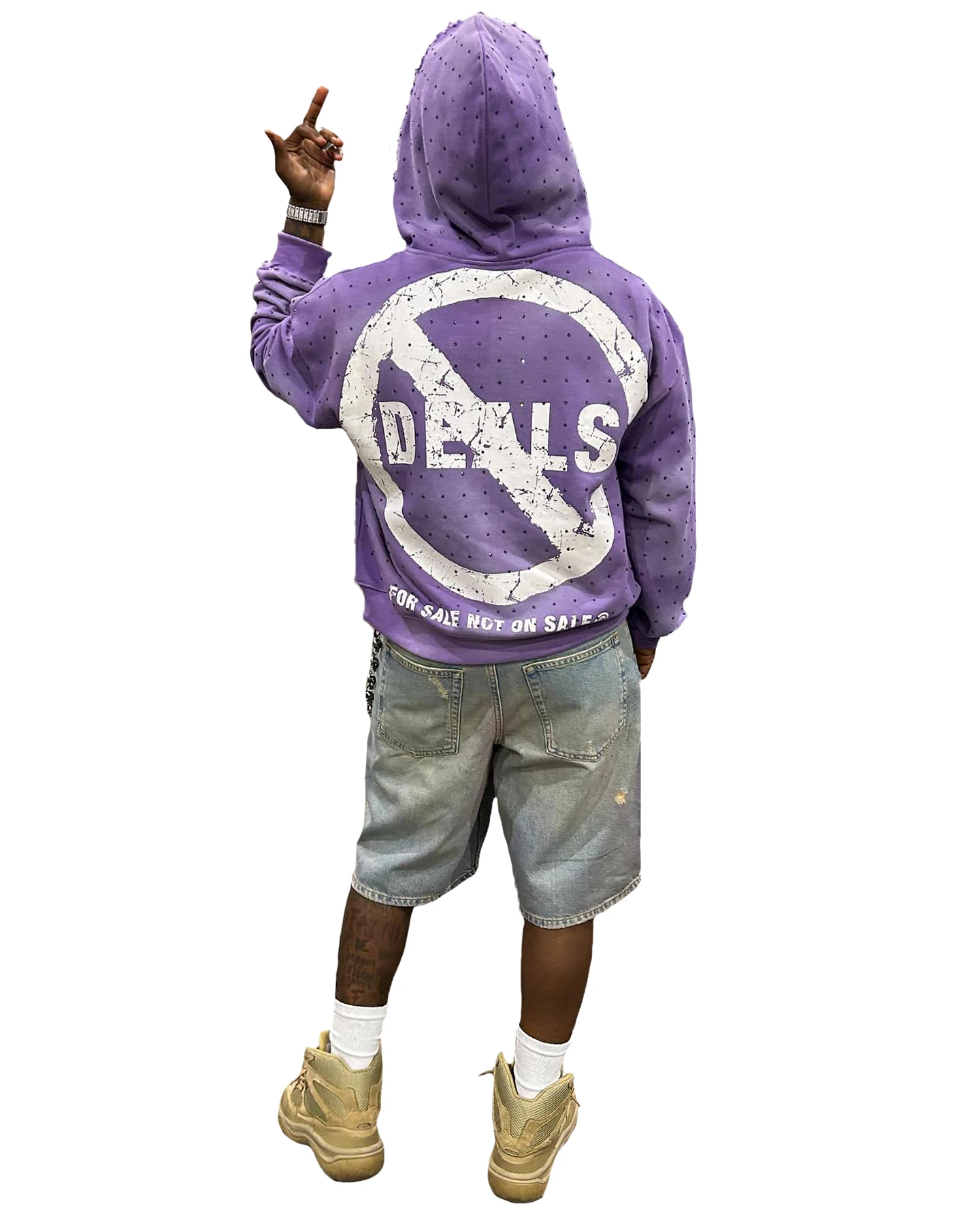 Custom Luxury Distressed French Terry Acid Wash Heavyweight Boxy Cropped Zip Up Rhinestone Hoodie Men