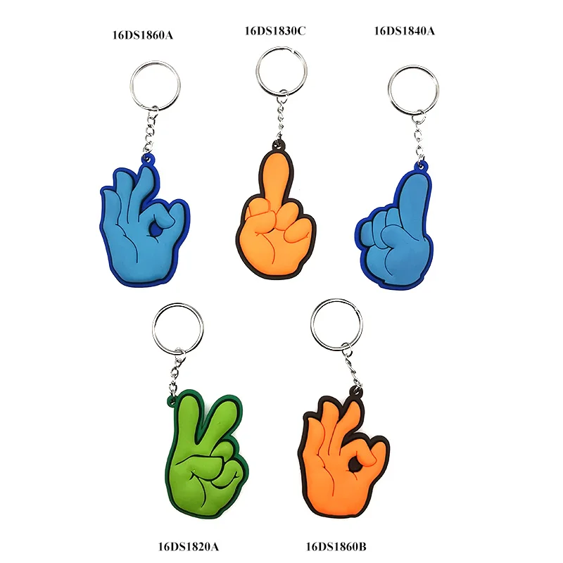 Personalized And Business New Gift Soft Pvc Cartoon Ok Hand Sign Key Chains