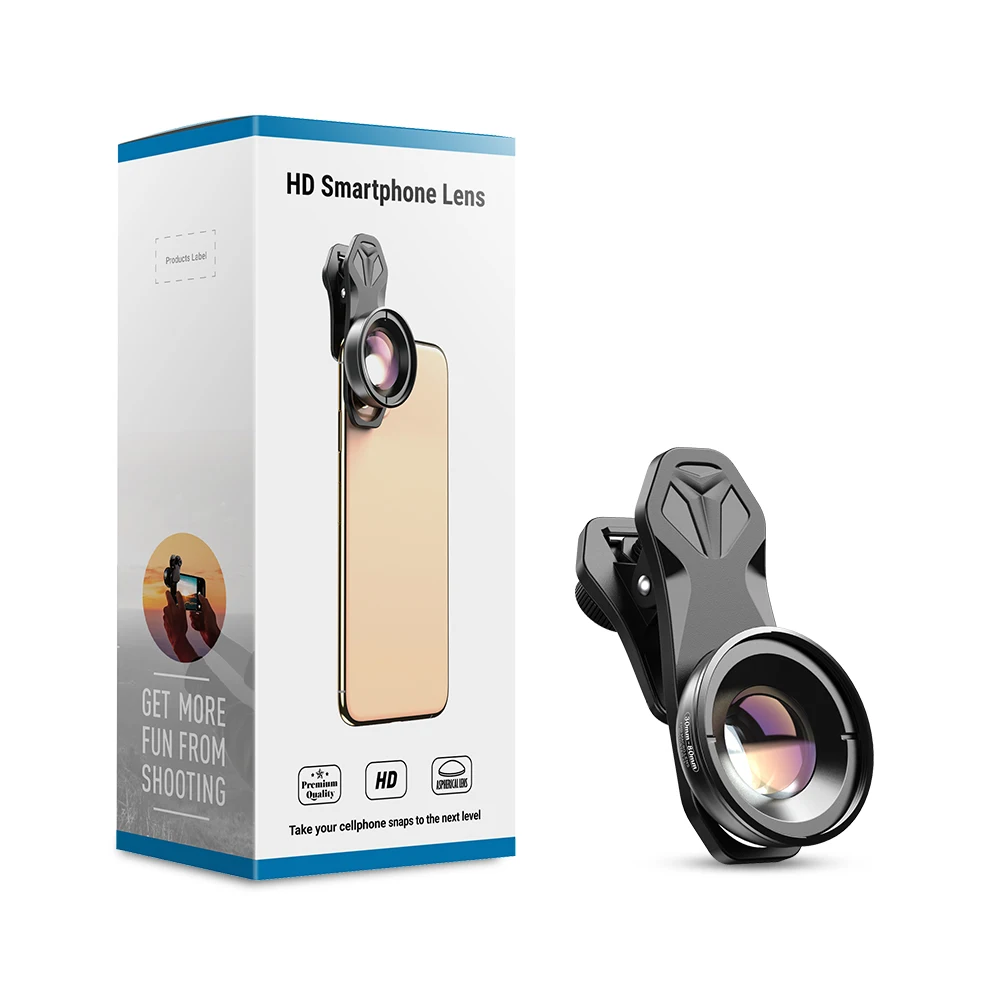Apexel Профессиональный макрообъектив для iPhone зажим Универсальный HD объектив камеры 30-80 мм