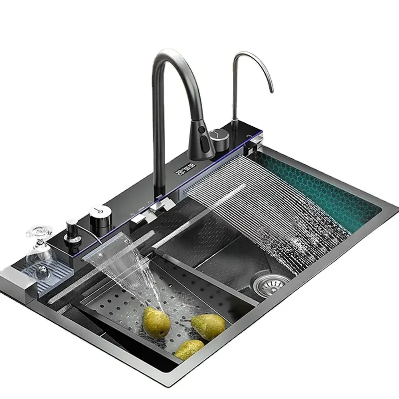 Contemporary all in one multifunctional white sink stainless steel kitchen sink