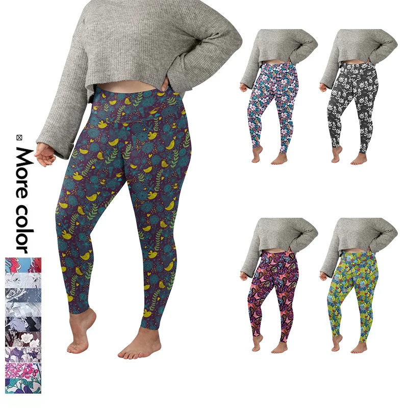 Floral tc3 printed workout gym fitness leggings plus size yoga pants 4xl 5xl 6xl 7xl for fat women