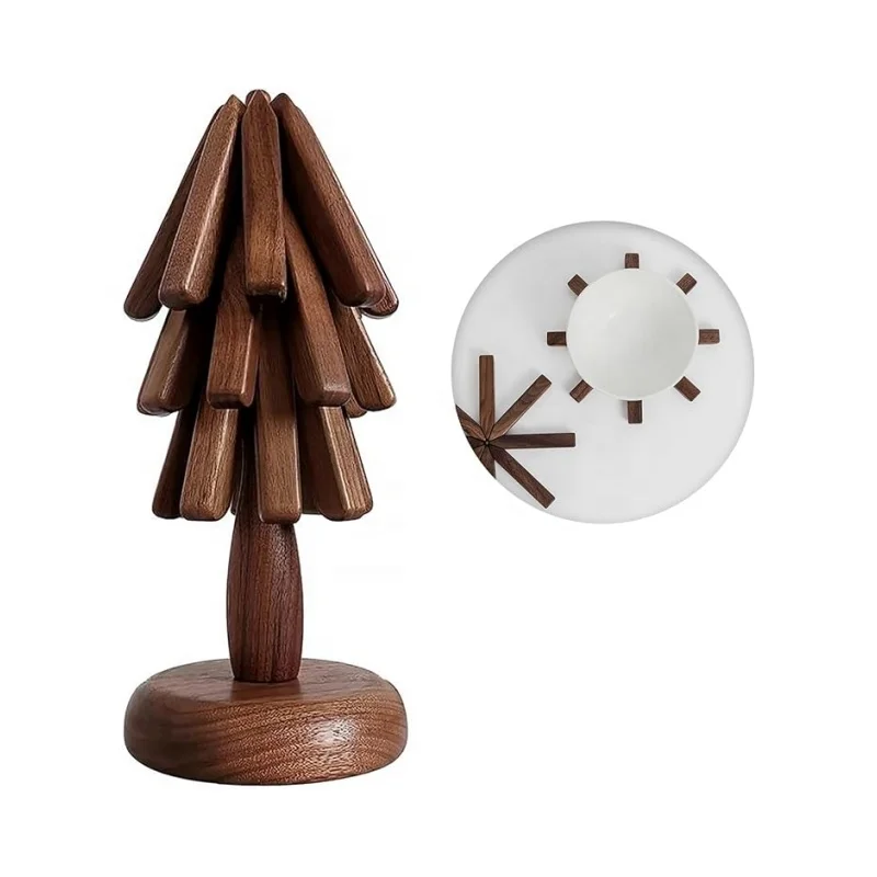 Wholesale High Quality Wooden Trivets Hot Dishes Teapot Hot Pots Tree Shape Trivet Set Coaster