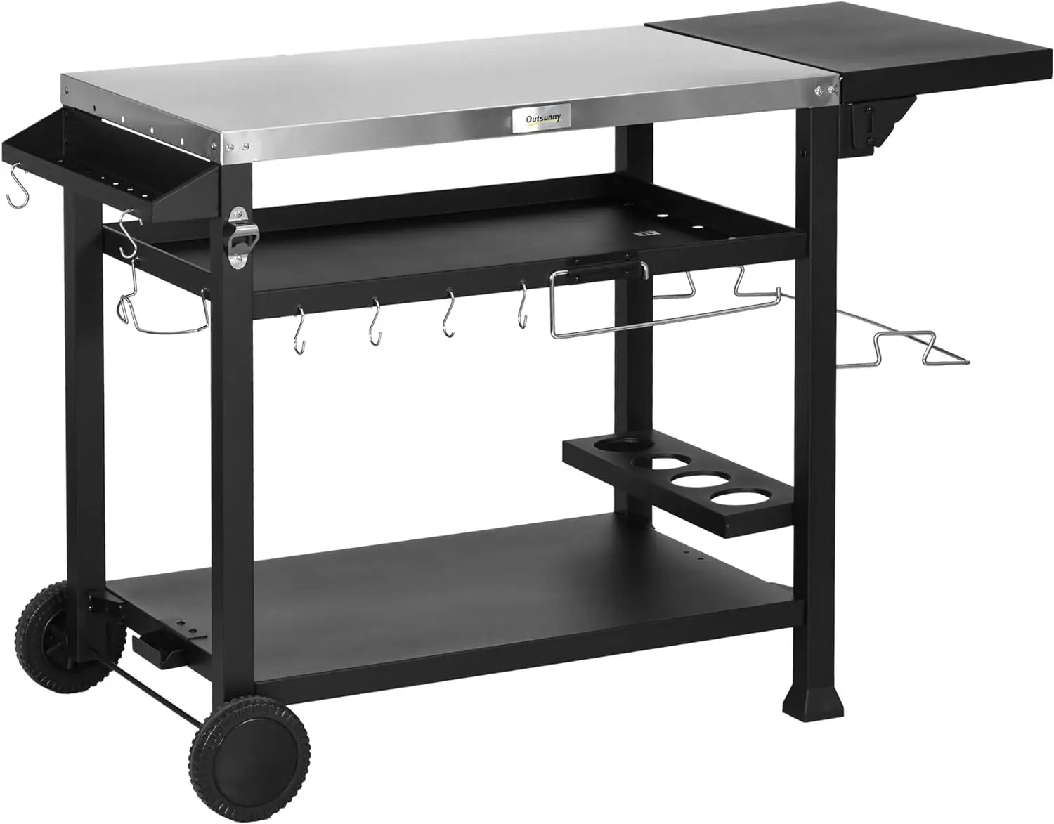 Grill Dining Cart for Outside Patio Multifunctional Movable Grill Cart Table