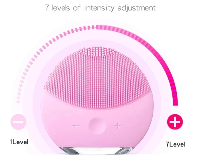 Women Products Electric Silicone Cleansing Sonic Vibrating Facial Black Brush