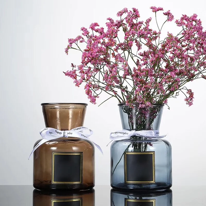 Simple European-style glass vase transparent hydroponic plant vase flowers living room arrangement glass vase