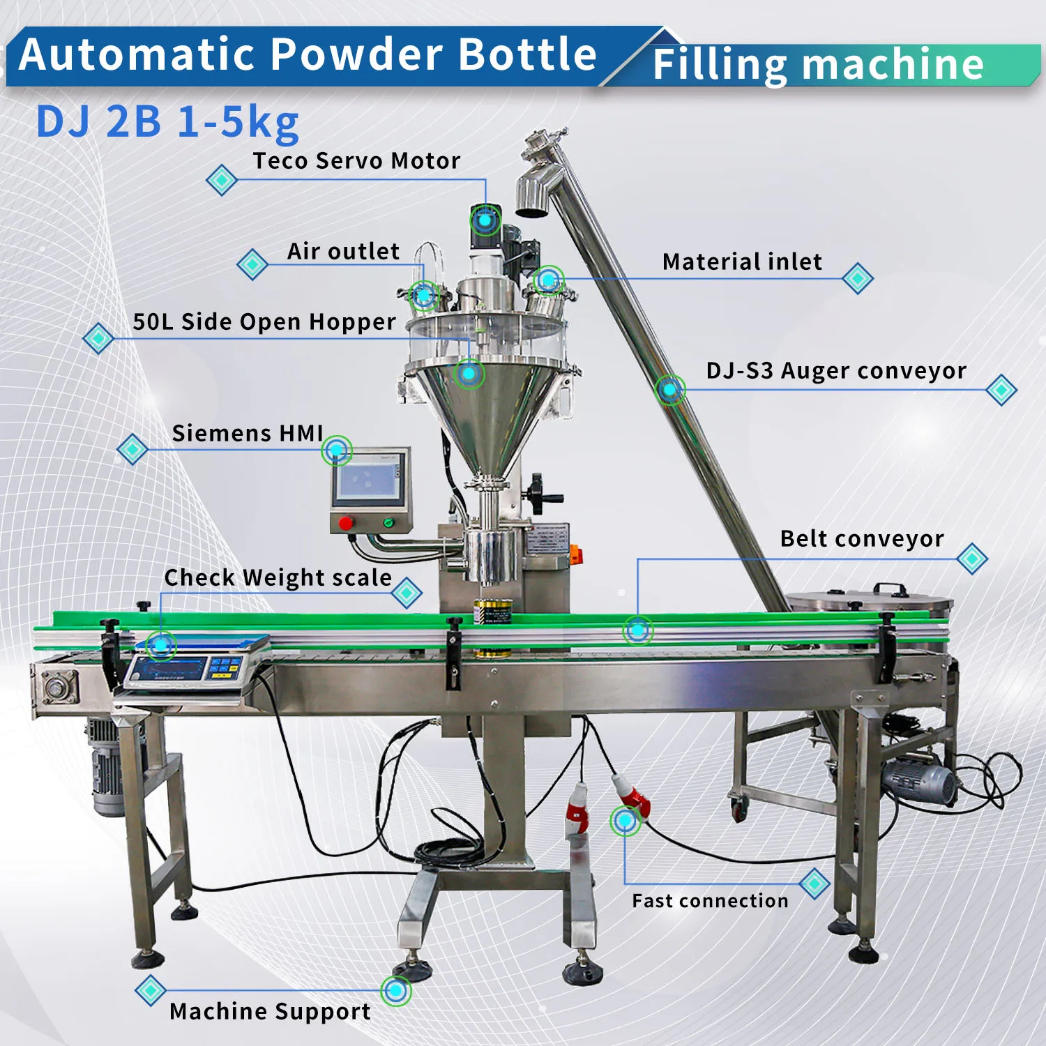 Automatic Milk Powder Seasoning Powder Screw Feeding Conveyor Filling Machine with Single Head