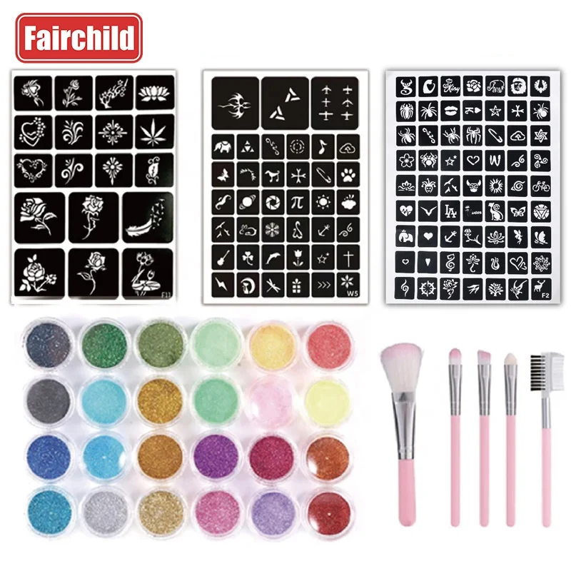 Factory Direct Sales Temporary Tattoos Stencils Party Toys Glitter Make Up Kits Halloween Stickers tattoos TikTok Hot Selling
